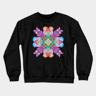 Spooky animals forming a fancy Halloween pattern Crewneck Sweatshirt